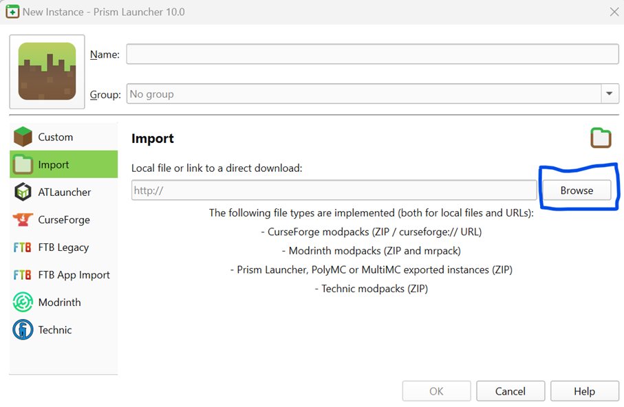 Import options
