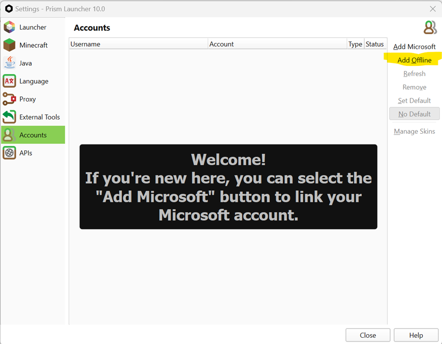 Accounts management