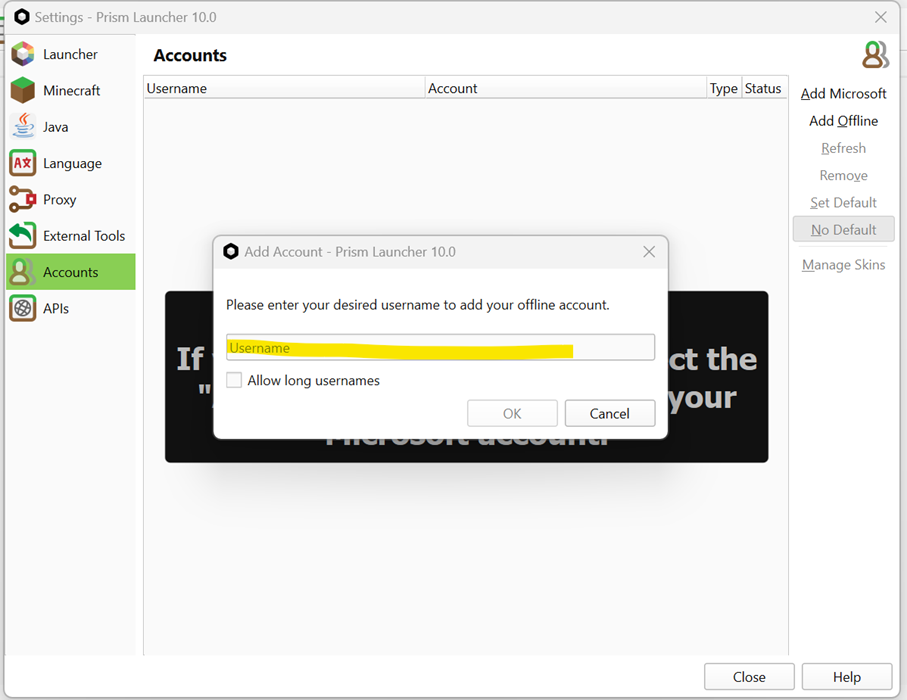Add offline account